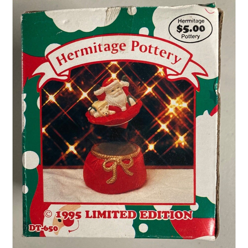 Hermitage Pottery Porcelain Santa Trinket Box (1995 Limited Edition) • Christmas